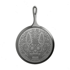 10.5 Inch Seasoned Cast Iron Xolo Sugar Skull Griddle